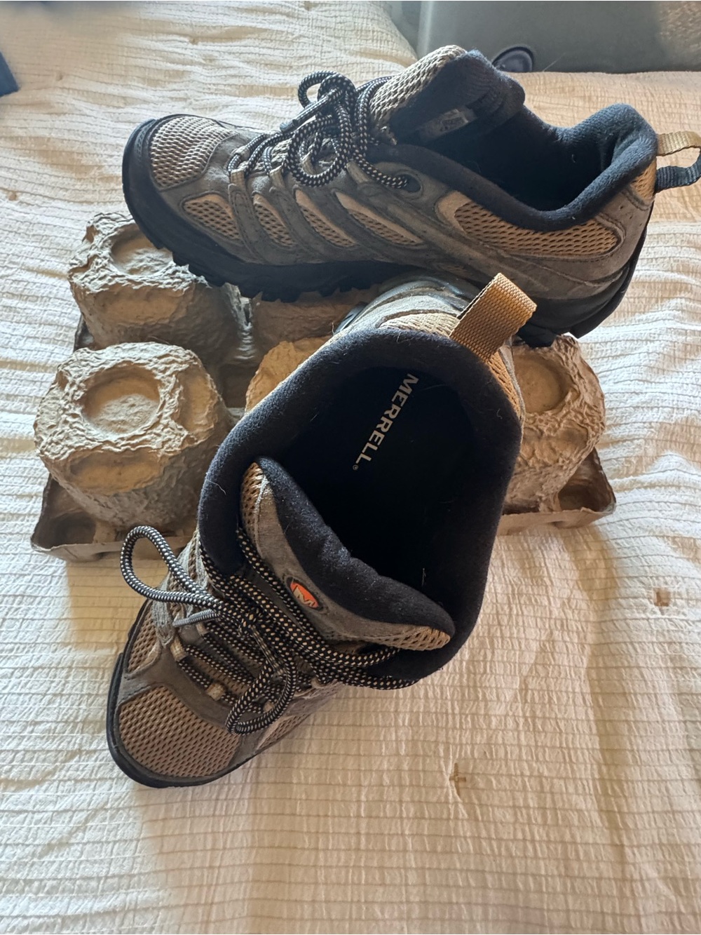 Merrell Men's Green/grey on Tan Mesh Trail Sneakers